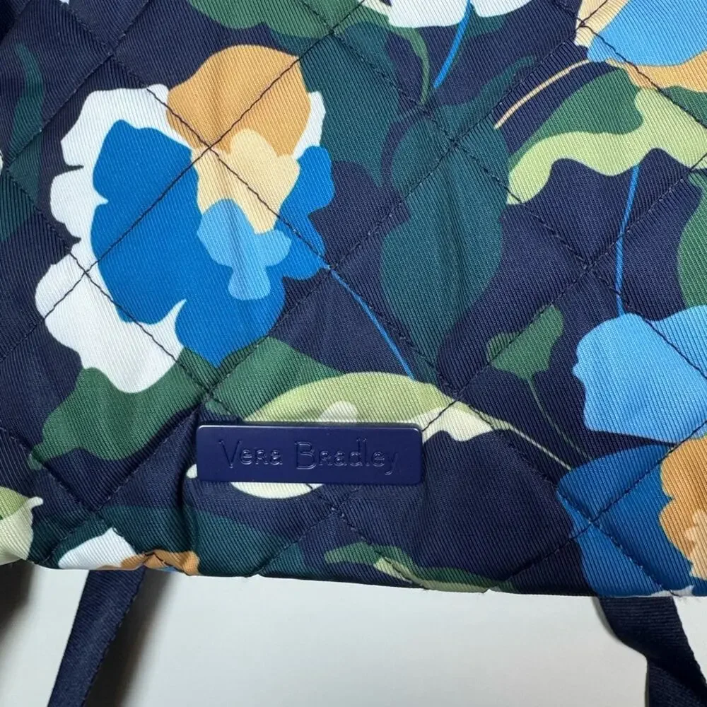 Vera Bradley Campus Backpack In Immersed Blooms Performance Twill Blue Green NWT